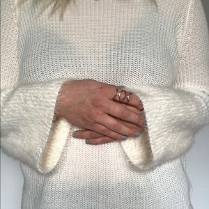 White Fuzzy Sleeve Cozy Sweater
